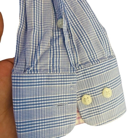 Isacc Mizrahi Mens M Blue Stripe Long Sleeve Button Down - Picture 5 of 6